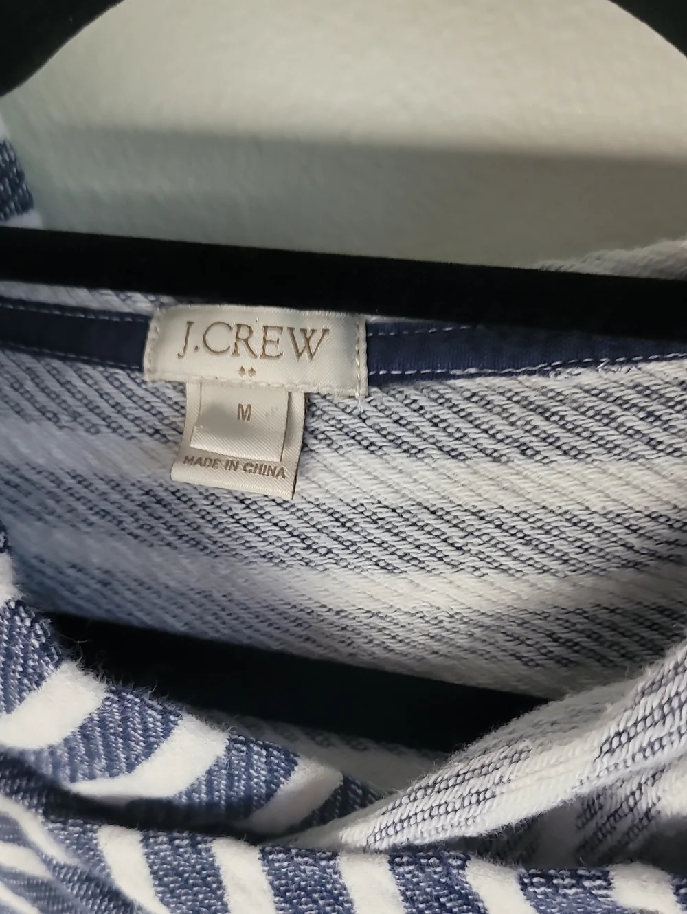 J Crew Blue White Stripe Hoodie M Kangaroo Pockets Drawstring Nautical